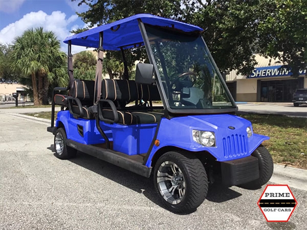 Blue Tomberlin 6 Passenger Golf Cart provincetown golf cart rental, golf cart rentals